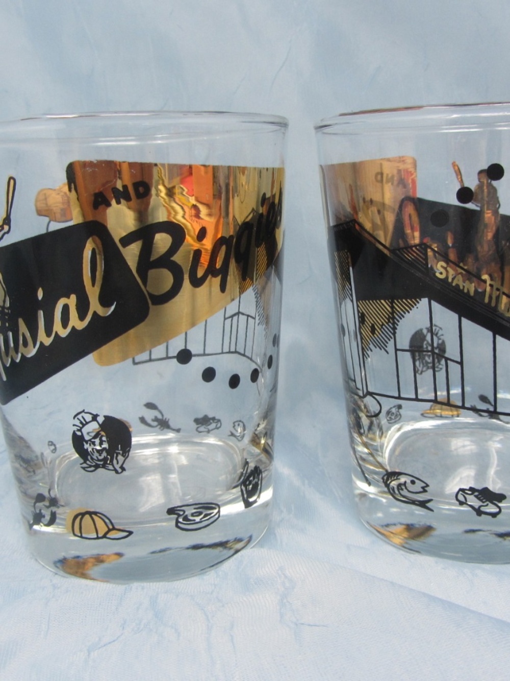 Vintage Stan Musial & Biggies Restaurant Highball Glasses St. Louis Cardinals